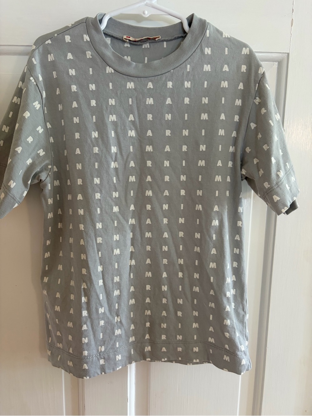 Marni Kids Light Gray Green Logo-Print T-Shirt size 6